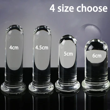 cylindrical clear glass big dildo anal plug large dildos fake dick lesbian gay sex toys for woman penis butt plug sextoys 1