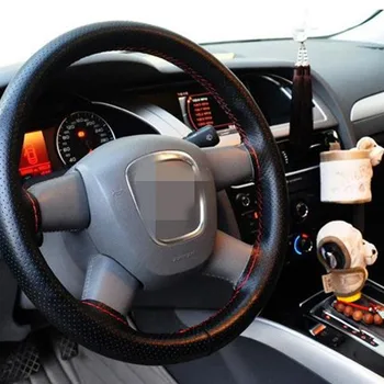 

37cm/38CM DIY Steering Wheel Covers soft Leather braid on the steering-wheel of Car With Needle and Thread Interior accessories