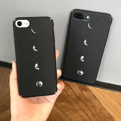 Черный с белым Луны и космоса Жесткий Чехол для iPhone 7 6 6 S плюс 8 8 Plus матовая полный покрытие защитной телефона сумки для iPhone X
