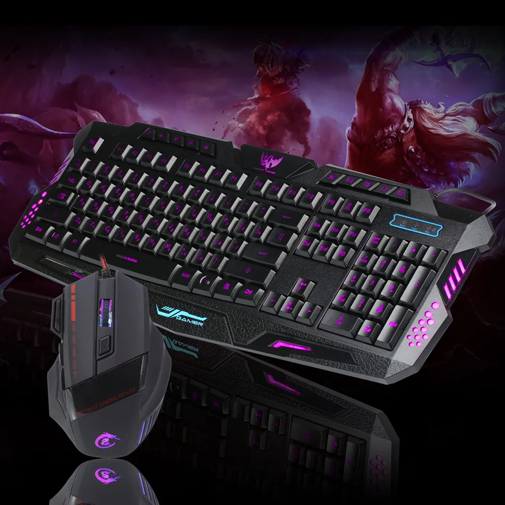 

LED Ergonomic Gaming wire 2.4G keyboard and 5500DPI Mouse Set to Computer Multimedia Gamer for PC Laptop#ZS