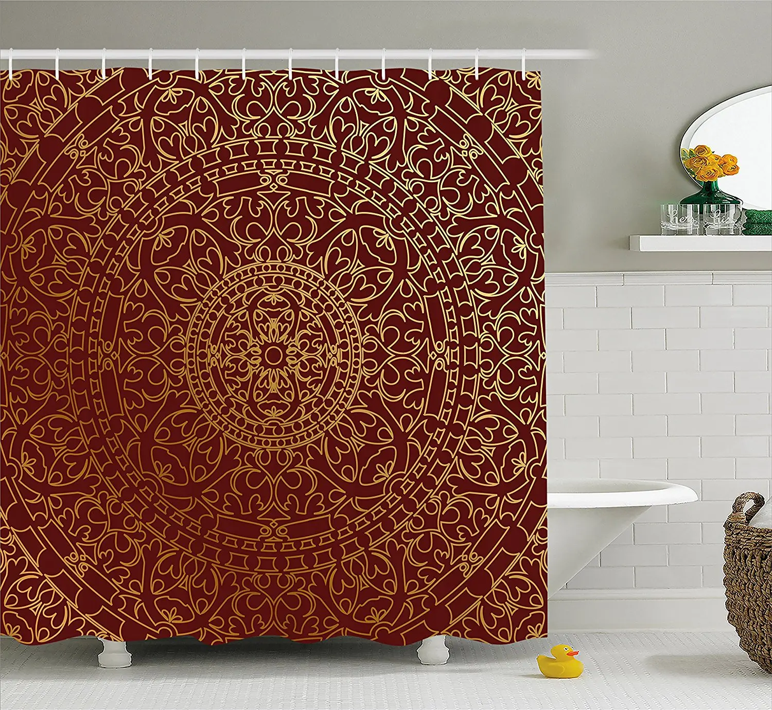 Maroon Dusche Vorhang Antike Arabische Kunstwerk Orientalischen