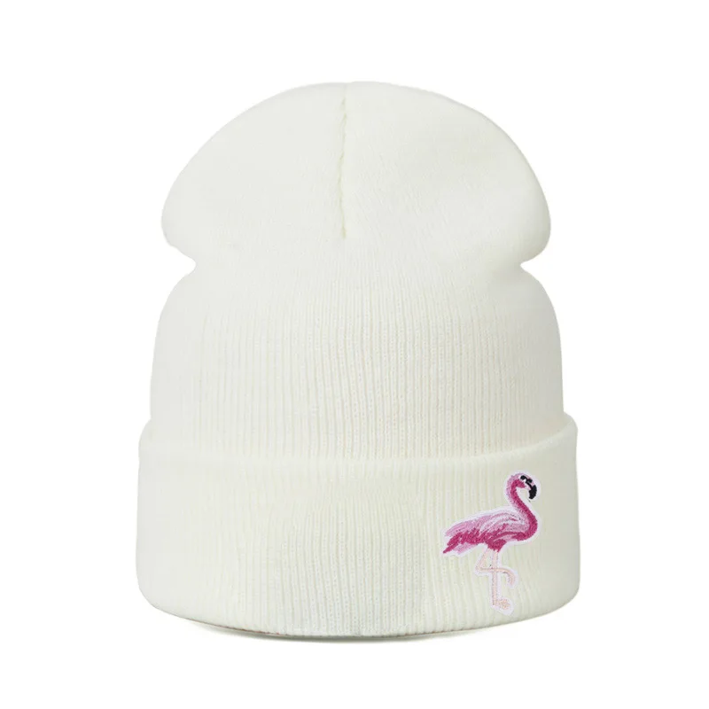 Модная женская осенне-зимняя шапка, вязаная одноцветная детская шапка с рисунком фламинго, милая Повседневная Лыжная теплая шапка - Color: 3