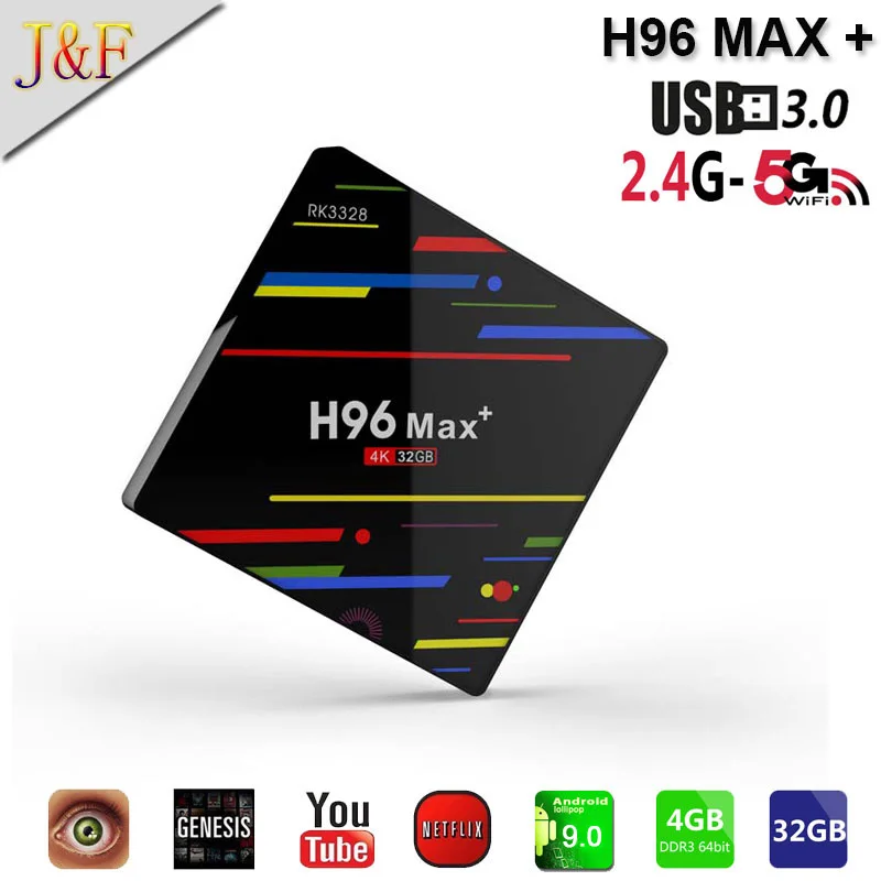 

H96 MAX Plus TV Box Android 9.0 Smart tv Set top box Rockchip RK3328 4GB 32GB 2.4G+5G Wifi BT4.0 USB3.0 H.265 4K Netflix box