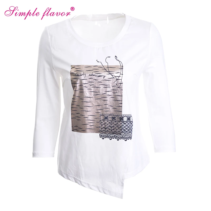 Простой вкус женщины ненормальная печатные футболки 2017 лето-осень повседневное