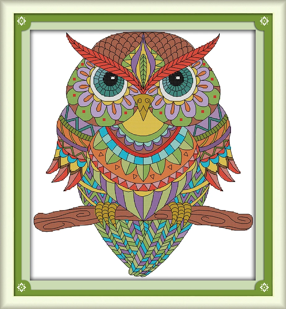 Kit De Broderie En Coton Imprime Dessin Anime Animal Hibou Compte Point De Croix 11ct 14ct Dmc Couleur 11ct 14ct 18ct A Faire Soi Meme Aliexpress