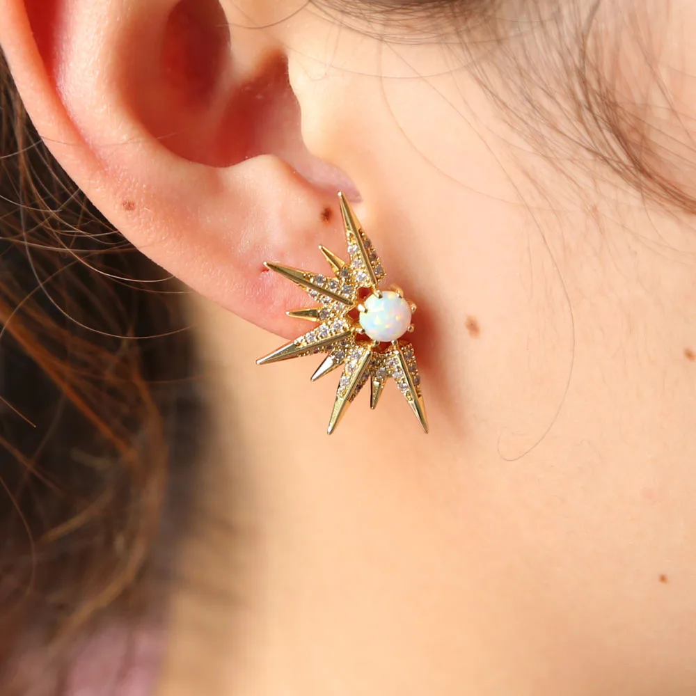 

Fashion Gothic New Simple Punk Star Earrings Rock Opal Jewelry Pentacle Opal Earrings Shinny Star Women Femme Earring Wholesale