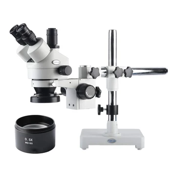 

Industrial Trinocular Stereo Zoom Microscope Single-Arm Boom Stand 3.5-45X Magnification Widefield Inspection Microscope 2019