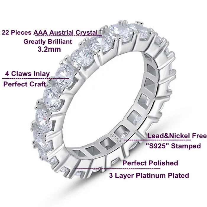 Роскошное кольцо с кристаллами "Вечность", кубические цирконы ААА