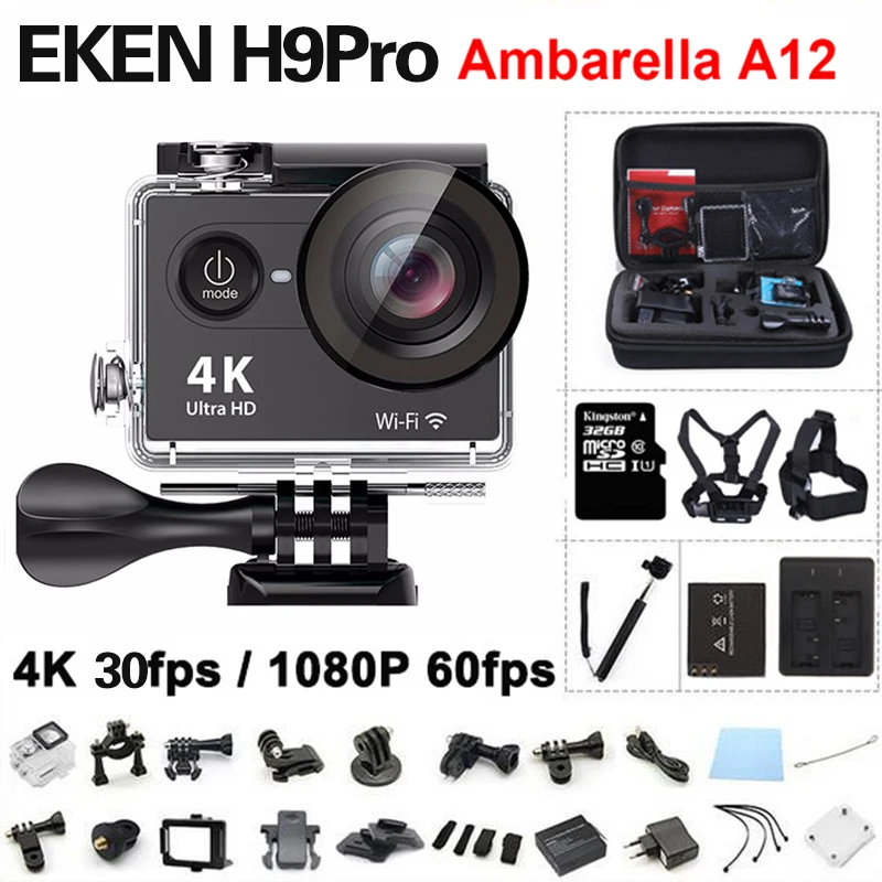 Wholesale EKEN H9 Pro Action camera ultra 4K / 30fps Ambarella A12 3840*2160 remote WiFi pro Helmet Cam go H9Pro waterproof Sport camera Buy Cheap EKEN H9 Pro Action camera ultra 4K / 30fps Ambarella A12 3840*2160 remote WiFi pro Helmet Cam go H9Pro waterproof Sport camera