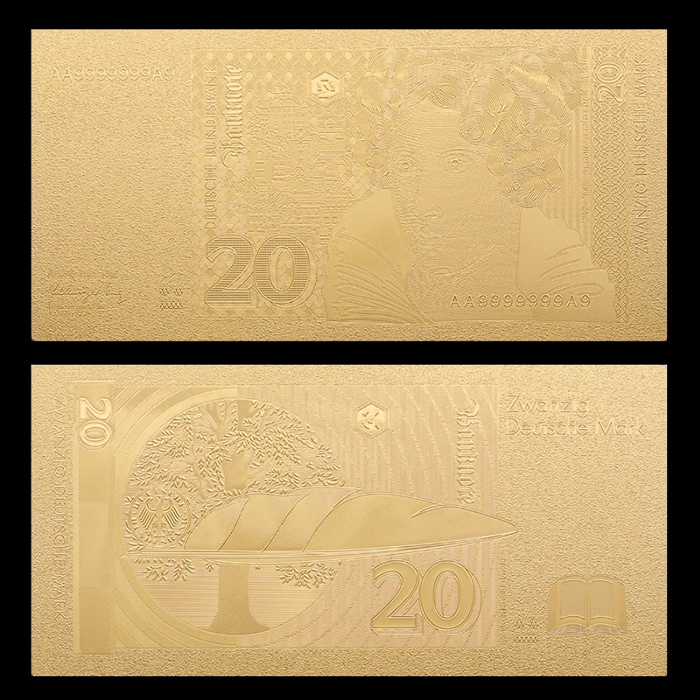 Золотые банкноты VNFURU Deutsche Mark золотые 24K креативные 20-валютные искусство низкая