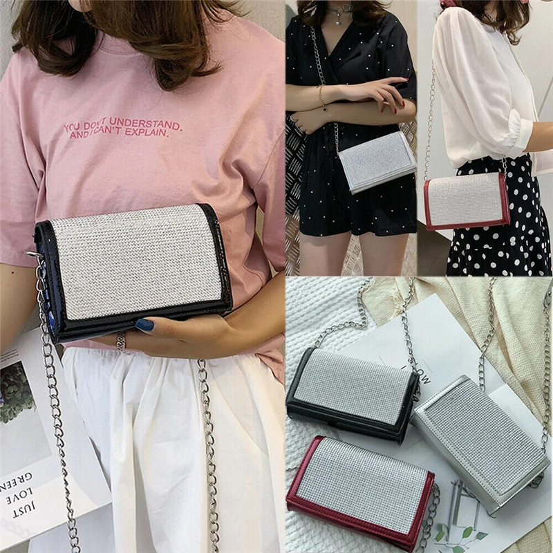 

Small Cross Over Body Bag Ladies Shoulder Handbag Shining Purse Women Messenger