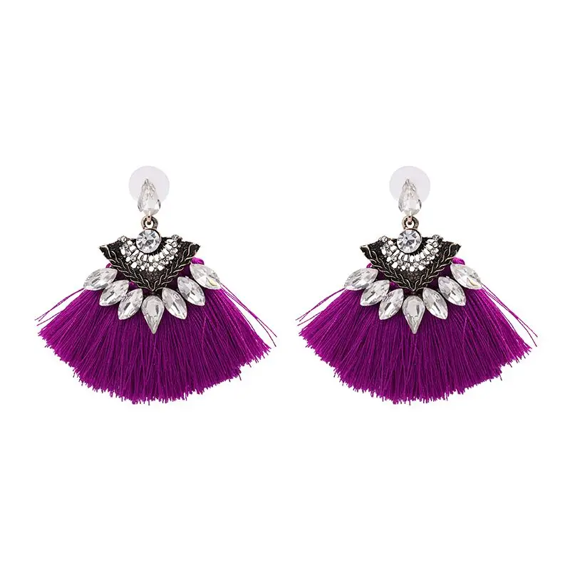 JURAN веревочные окантовочные серьги для женщин Новинка Горячая Простой Кристалл Макси Бохо большие pendientes серьги-гвоздики с кисточкой ювелирные изделия brincos