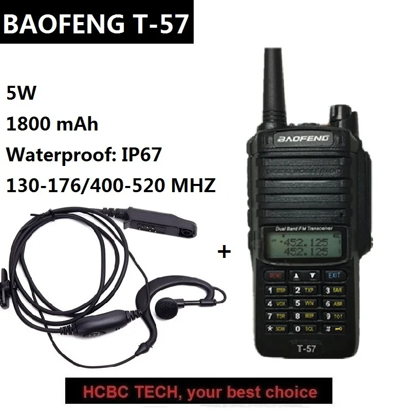 BAOFENG T-57 водонепроницаемый IP67 10 км портативная рация Профессиональный UHF VHF двойной PTT портативный CB радиостанции UV-9R BAOFENG T57 - Цвет: add headset