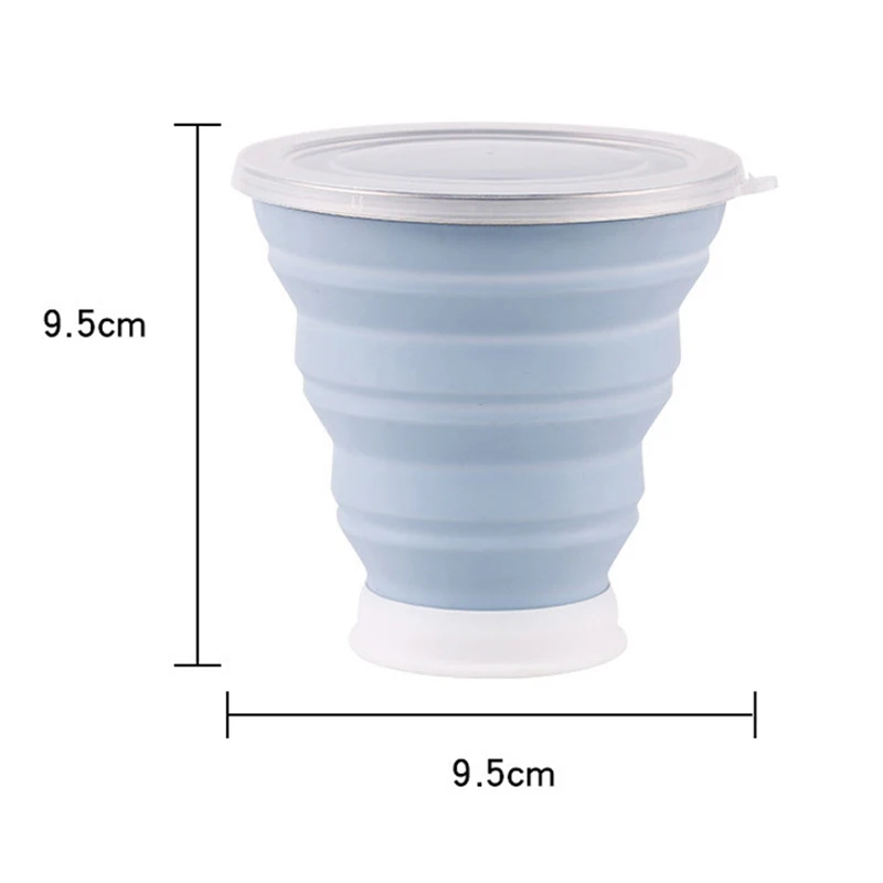 1 Piece 320ML Silicone Travel Cup Collapsible Coffee Cups Candy Color Folding Tea Cup With Dustproof Cover Outdoor Sports Copos