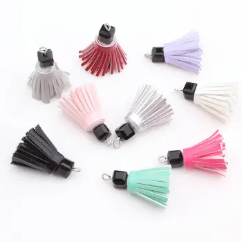 

Free Shipping 40PCs/Lot PU Leather Cord Tassel Charm Craft Fit Fashion Keyring Phone Chain Necklace Bracelet Garment Handbag DIY