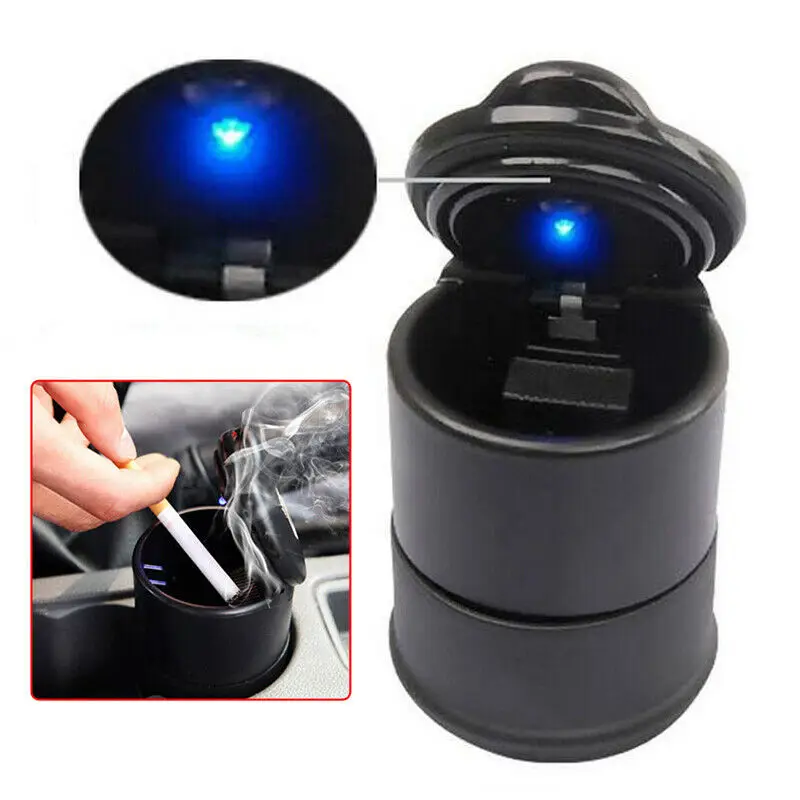 

Portable Auto Car Truck Office LED Cigarette Smoke Cigar Car Ashtray Ash Cylinder Cup Holder Tank Car Accessories 2019 Hot Sale