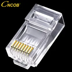 Cncob rj45 cat6 plug 8P8C компьютерный кабель Разъем модульный разъем 50u позолоченная чип Gigabit передачи RJ45 8-контактный кристалл голова