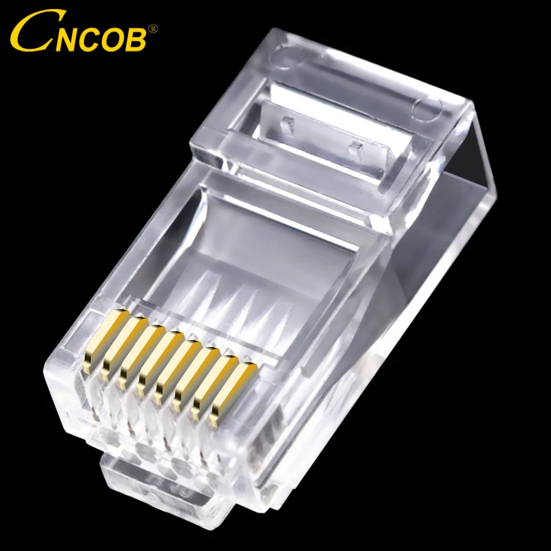 cncob rj45 cat6 plug 8P8C computer cable connector modular plug 50u gilded chip Gigabit transmission RJ45 8-pin crystal head