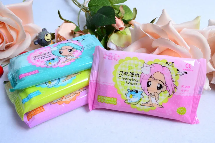 10PCS/Pack Hand & Mouth Baby Wet Skin Wipes Kids Mini Wet Wipes Travel Portable Wet Wipes for