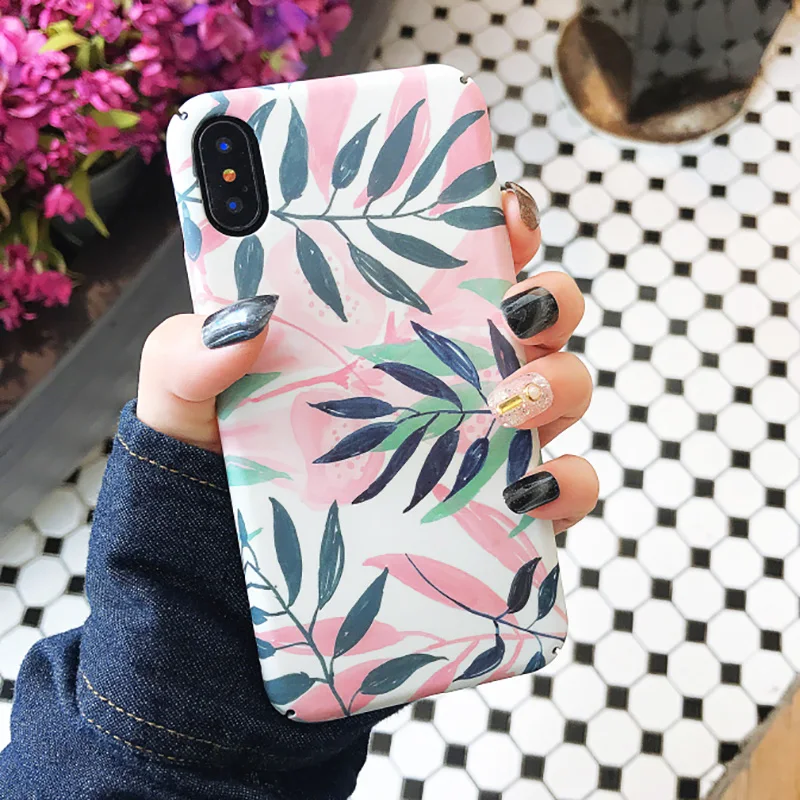 KIPX1070D_1_JONSNOW Marble Pattern Phone Case for iPhone XR XS Max 6 6S 7 8 Plus Case Fashion Flowers All-inclusive PC Hard Back Cover Capa Coque