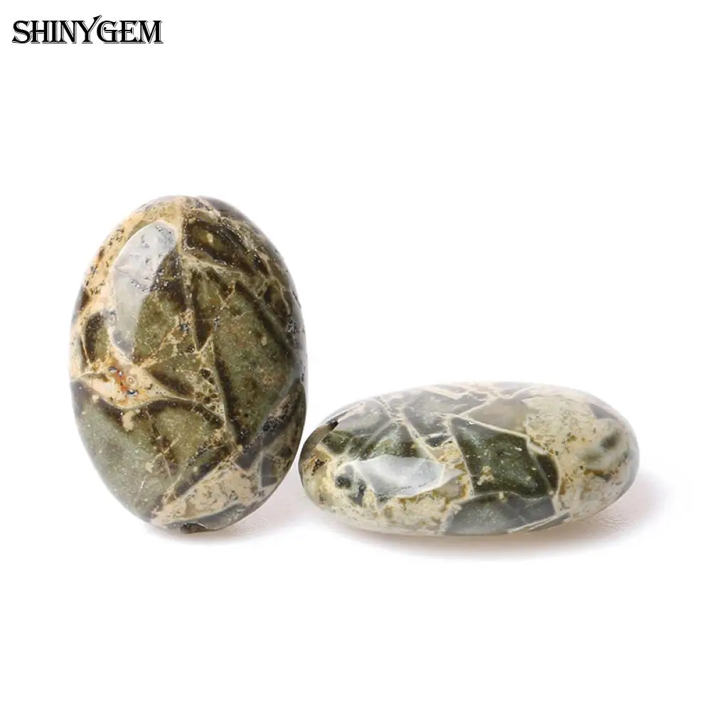 

ShinyGem 13x18mm Oval Snakeskin Pattern Stone Beads DIY Beading Wholesale Natural Stone Beads For DIY Jewelry Making 20pcs/Lot