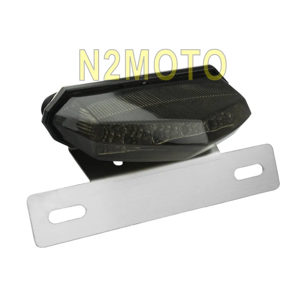 cheap Smoke LED Running Brake Taillights with Aluminum License Plate Bracket for Scooter, Cruiser Chopper Dirt Bike
