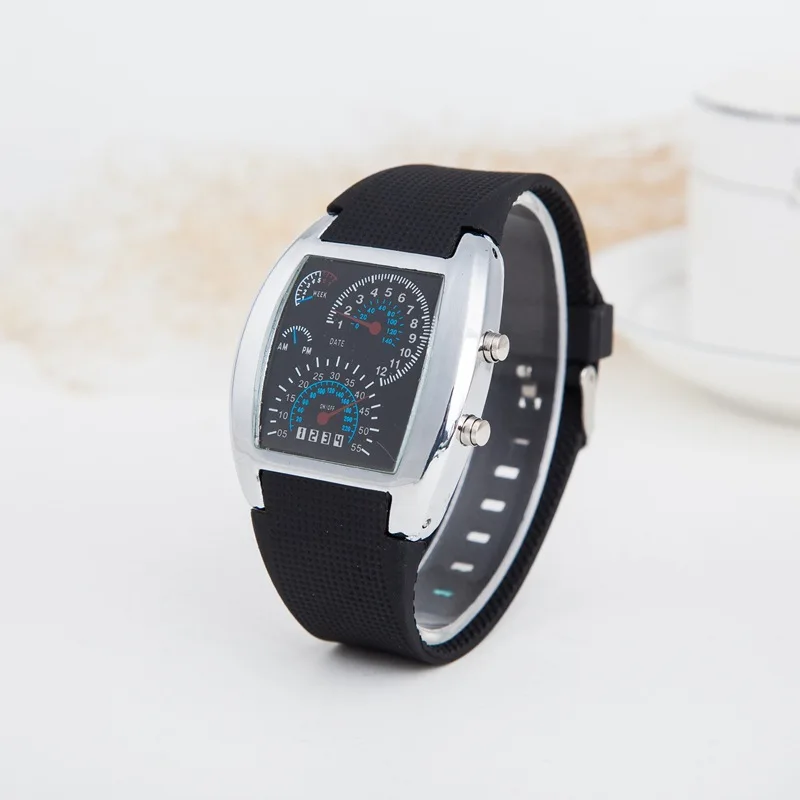 

2018 LED Digital Watch Men Race Speed Sport Dial Silicone Strap Male Military Wristwatch Relogio Masculino Reloj Hombre relogio