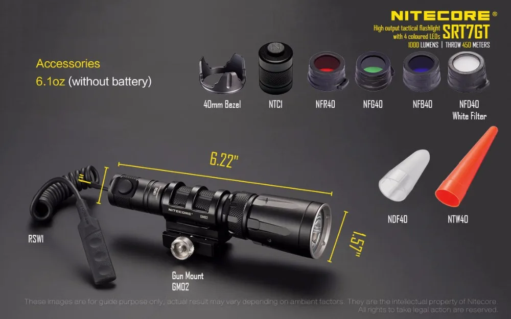 Nitecore Cree Xp-l v3 Vermelho Verde Azul uv Led Lanterna Max 1000lm Feixe Distância 450 Metro Tático Tocha Caça Luz Srt7gt oi 17 High Quality Luzes e Iluminação