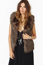 Free shipping faux fur vest women Fake fur coat Wave stripe turn-down collar fur vest winter warm fur jacket