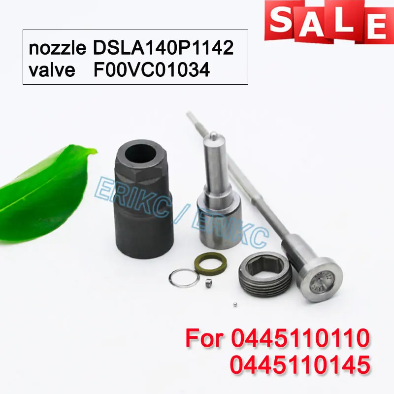 

ERIKC Diesel Fuel Injector 0445110110 0445110145 Repair Parts Nozzle DSLA140P1142 Valve F00VC01034 For Bosch Renault 0986435080