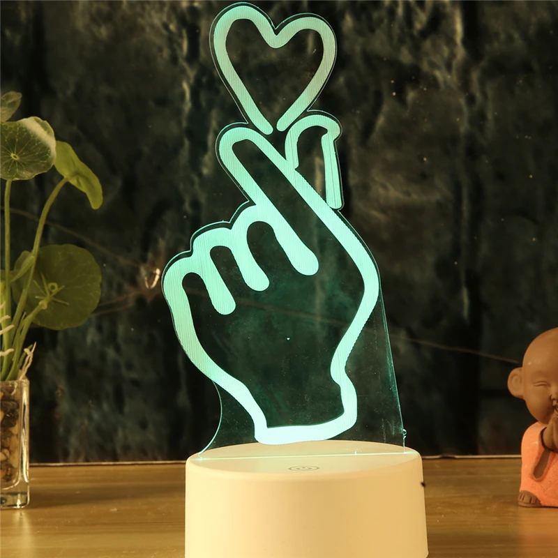 Buy The LOVE YOU Valentine's Day gift colorful 3D Light touch lights LED 7 colors love action Night lamp remote control lighting GiC