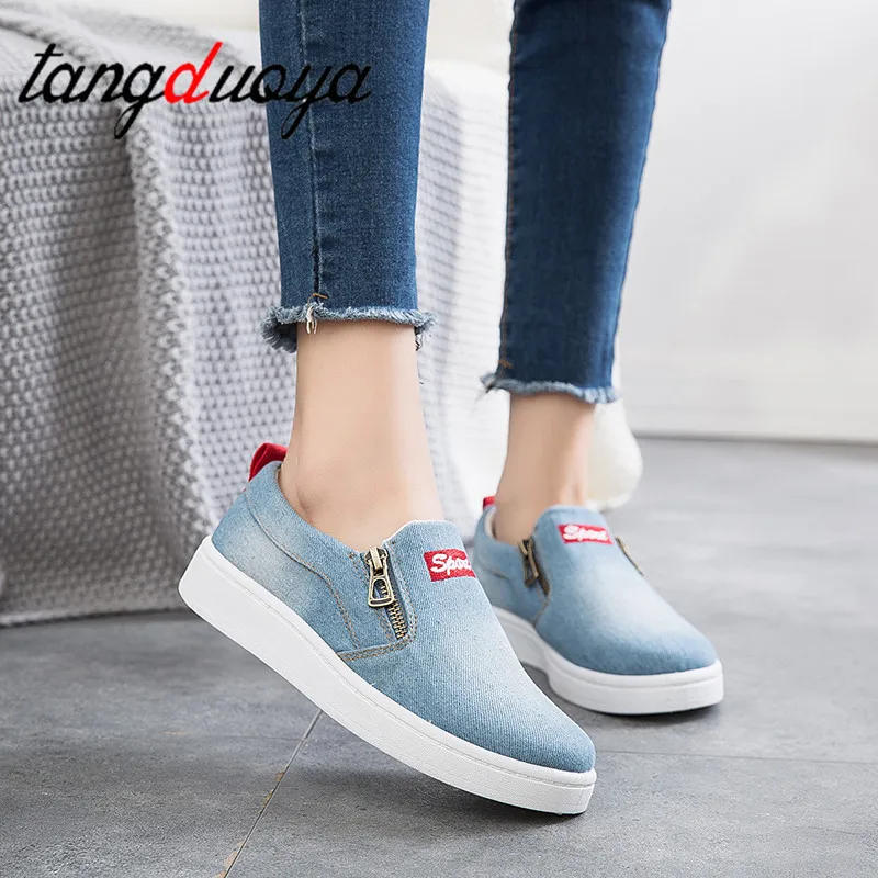 

Women shoes 2019 new arrival fashion denim women casual shoes femme tenis feminino zip canvas shoes women sneakers plus size