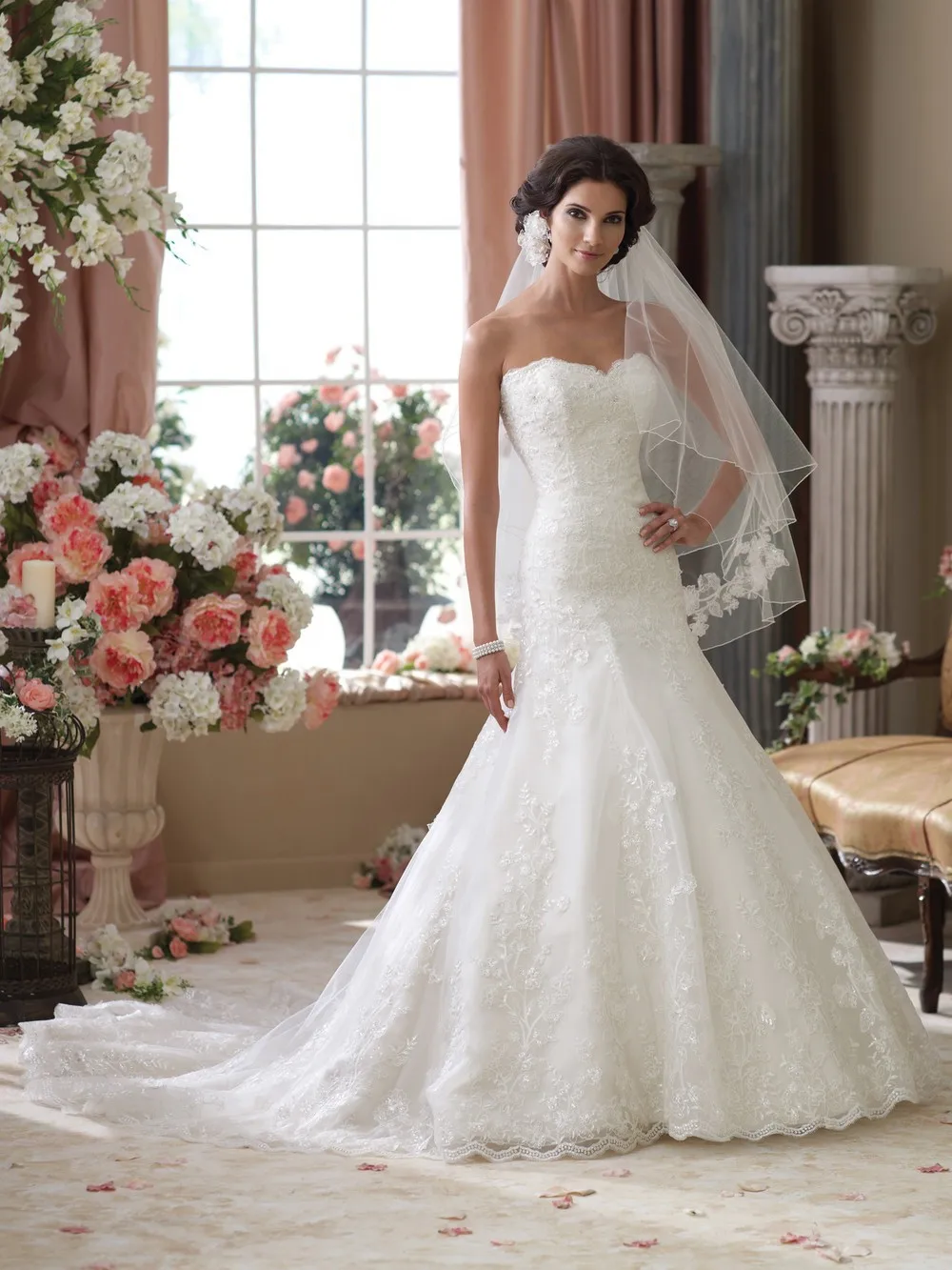 Free Shipping Sweetheart Beading Lace Appliques Organza And Tulle A Line Wedding Dresses With Zipper Back Gretna | Свадьбы и
