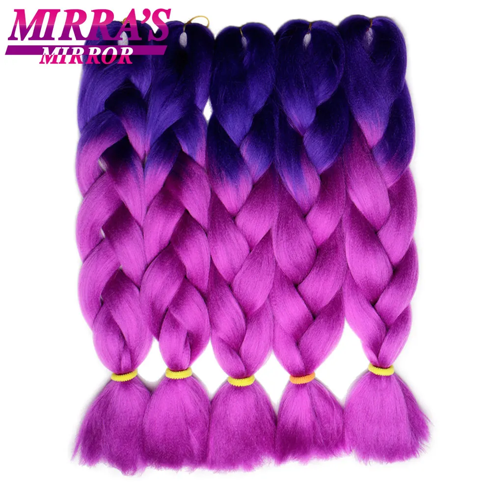 Mirra's Mirror 24 дюйма синтетические Kanekalon Jumbo Вязание косичками плетение накладные волосы Омбре косы для волос 100 г/упак. фиолетовый