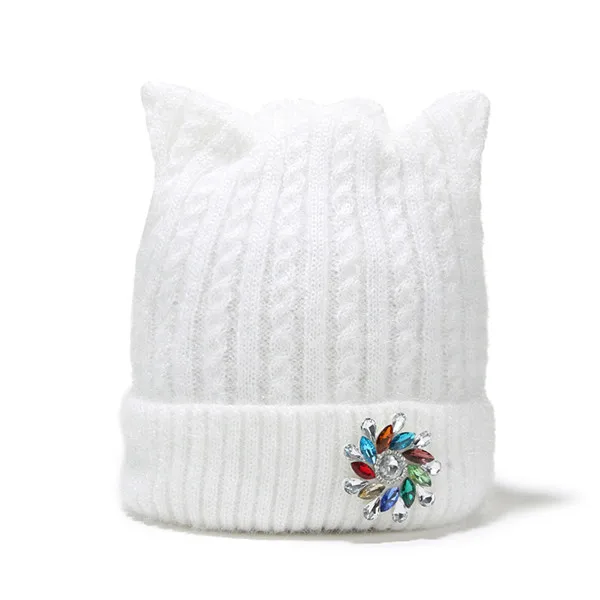 

Brand 2019 New Winter Cotton Knitted Caps For Parent-child Lovely Cat Ear Beanies Cute Casual Hats New Arrivals m1-005