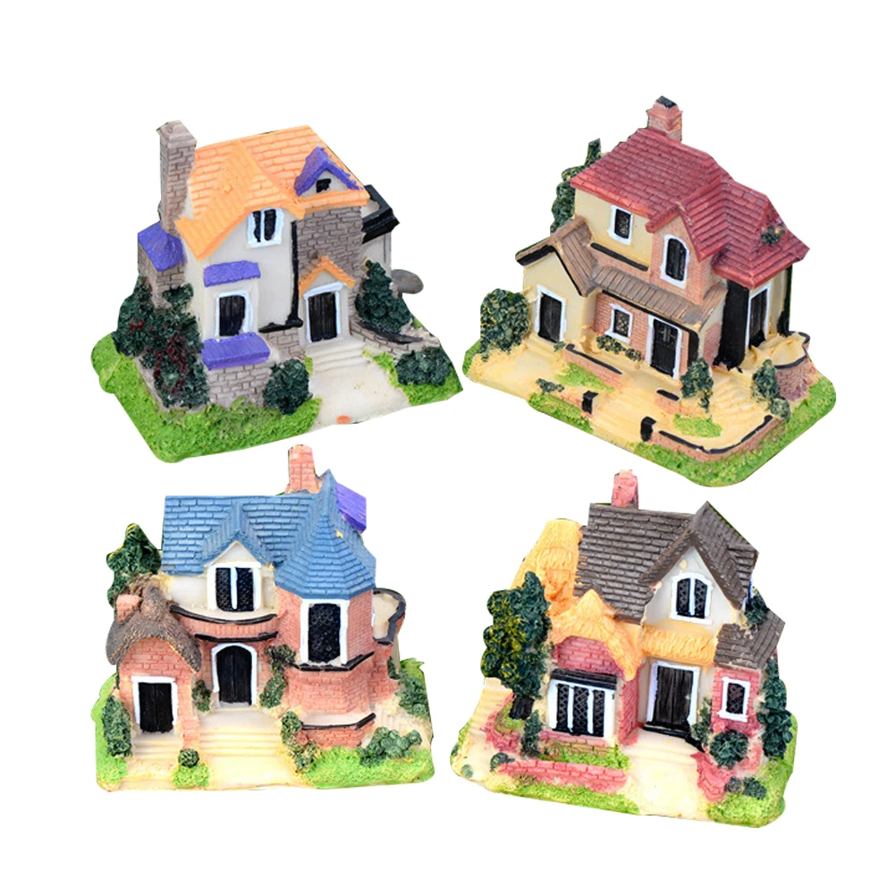 

1PC Resin Fairy Garden Mini Landscape Craft House Model Decoration Plant Pot Ornament for Gift Home Decor