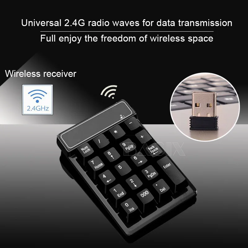Беспроводная клавиатура Basix 2 4 ГГц мини USB цифровая 19 клавиш цифровой планшет