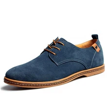Plus Size 2016 New Fashion Suede Genuine Leather Flat Men Casual Oxford Shoes Low Men Leather Shoes big men shoes