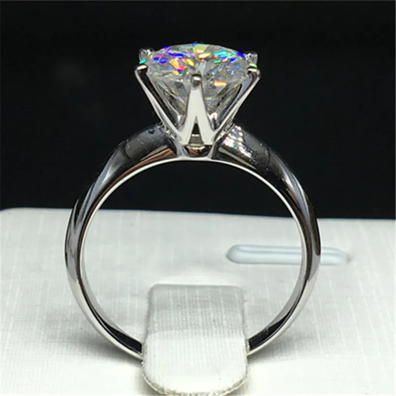 Solitaire однотонное 925 пробы Серебряное кольцо 1ct Sona 5A циркон камень cz обручальное кольцо для женщин и мужчин ювелирные изделия