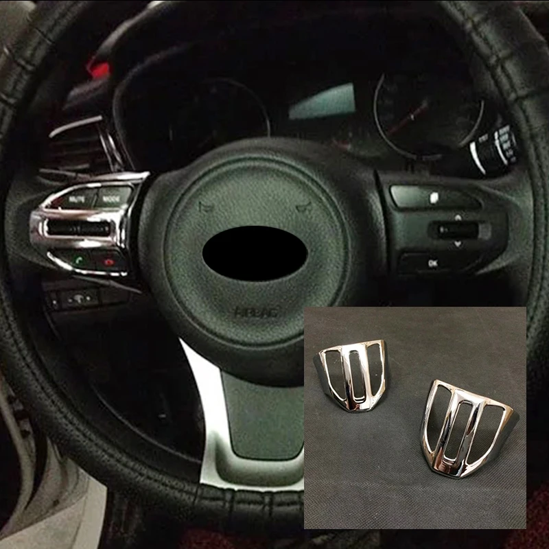 

For KIA Stonic 2017 ABS Chrome Car Steering wheel Button frame Cover Trim internal auto accessories car styling 2pcs