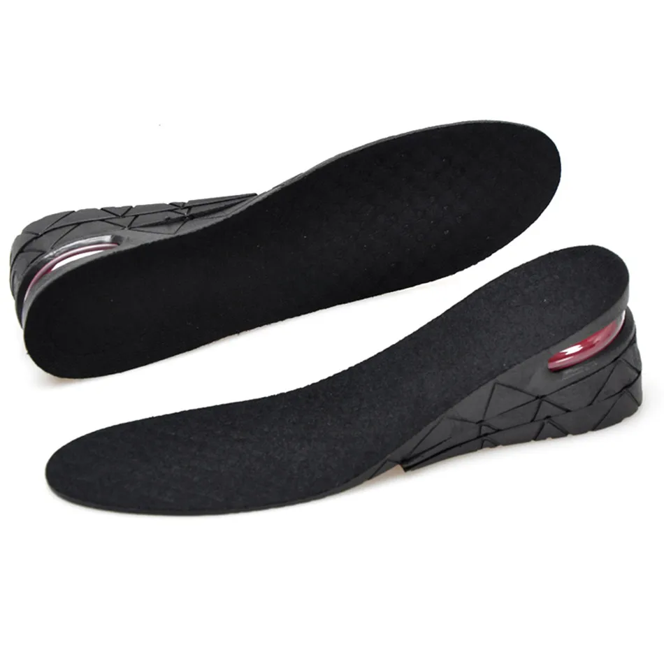 1 Pair PU black 3 Layers Taller 6CM UP Air Cushion Elevator Shoe