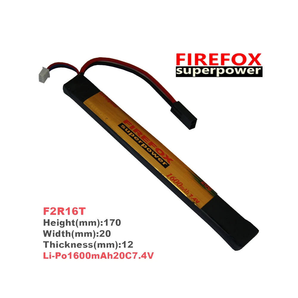 

1pcs 100% Orginal FireFox 7.4V 1600mAh 20C Li Po AEG Airsoft Battery F2R16T