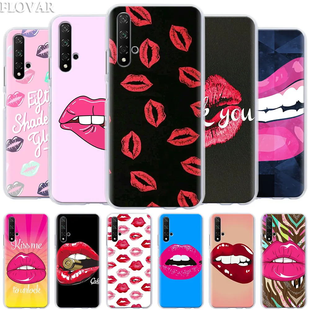 

Kiss With Lips Phone Cases for Honor 20 Pro 9 10 Lite Y7 Y9 2019 8X 8A 8C 8S View 20 Cover Hard PC Case Coque