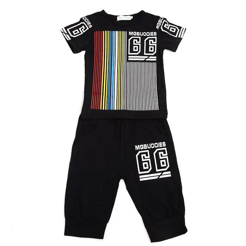Malayu/детская одежда г. Летняя детская с коротким рукавом футболка+ камуфляжные шорты, костюмы комплекты одежды для маленьких мальчиков - Цвет: black SZ
