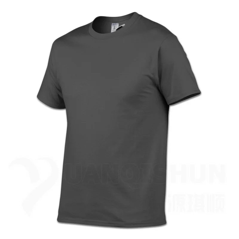 YUANQISHUN Fashion Brand Solid Color T-shirt High quality Men's Cotton Tshirt 17 Colors Unisex Casual Short sleeves Tops Tees - Цвет: Charcoal gray