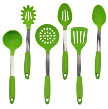 1 Satz 2016 Neue Grüne Farbe FDA Genehmigt Silikon Küchenutensilien Gesetzt Premium Löffel Spatel Suppenschöpfer Küche Utensil Set