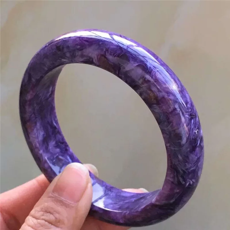 Сертификат 56,5 мм натуральный фиолетовый Чароит браслеты драгоценный камень кристалл для женщин подарок 15,5x9,5 мм Размер модный браслет