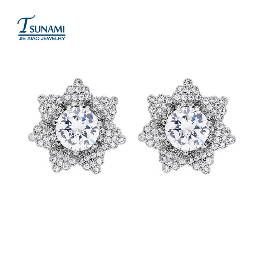 The new popular font b flower b font AAA zircon earrings Women and font b girls