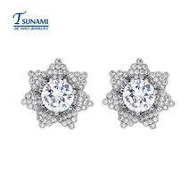 The new popular flower AAA zircon earrings Women and girls like white zircon earrings ER050