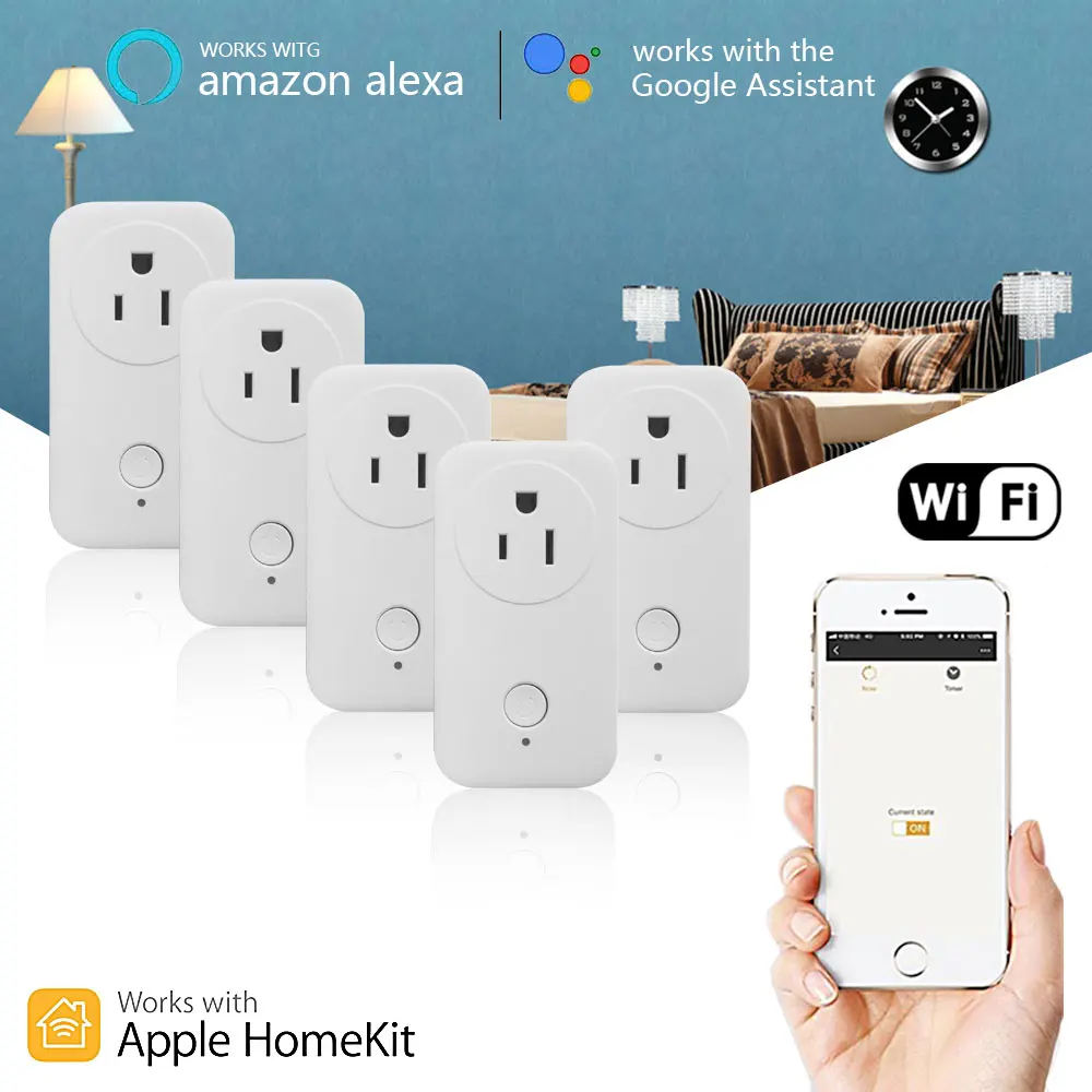 

Timethinker Smart WiFi Socket Timer Outlet US EU Plug for Apple Homekit Alexa Google Home APP Siri Voice Remote Control